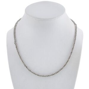 Vintage Italy Sterling Silver 925 3mm Textured Rope Chain Necklace 17.5"